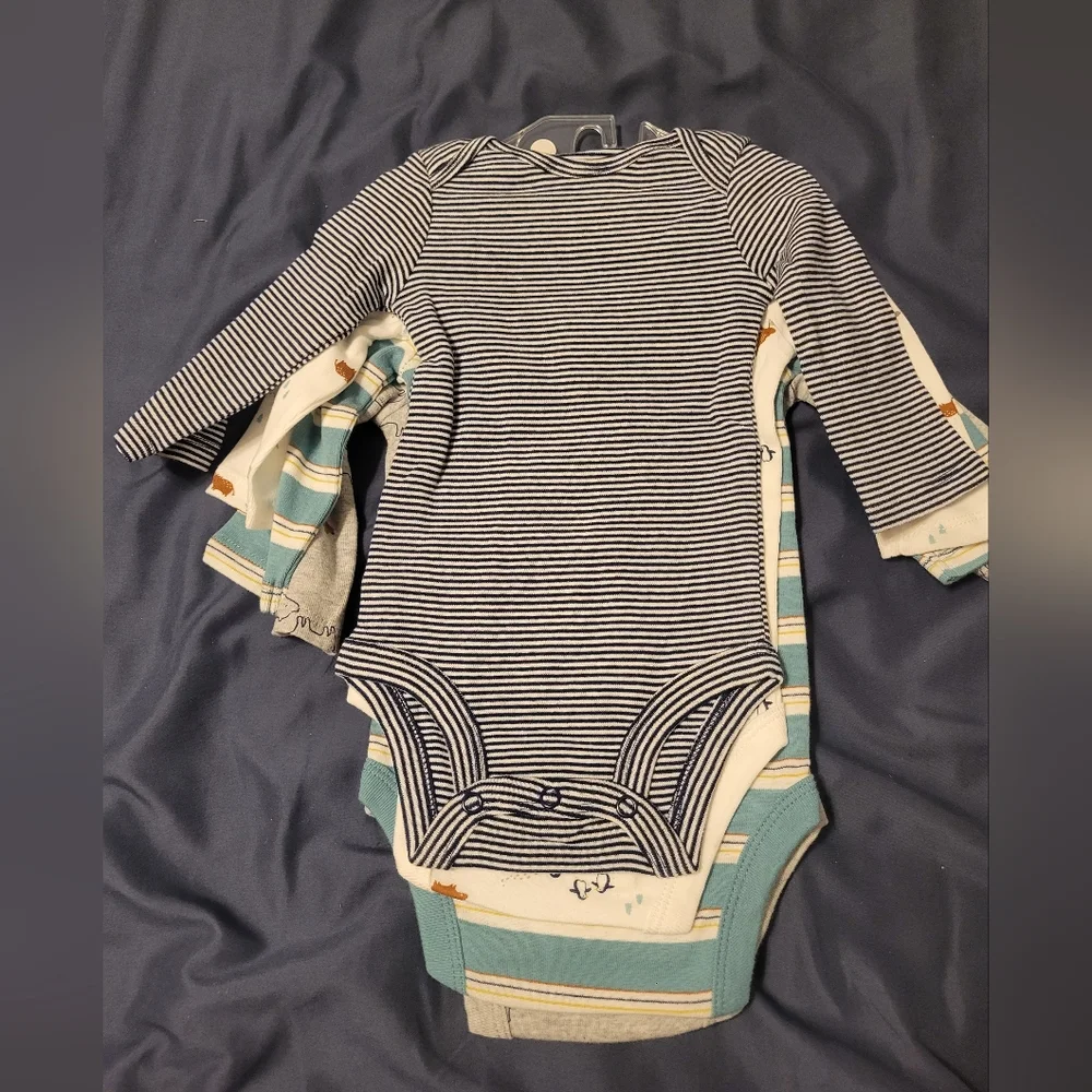 Carters Boys Long Sleeves Bodysuit Size 3Months Package Of 4brand New